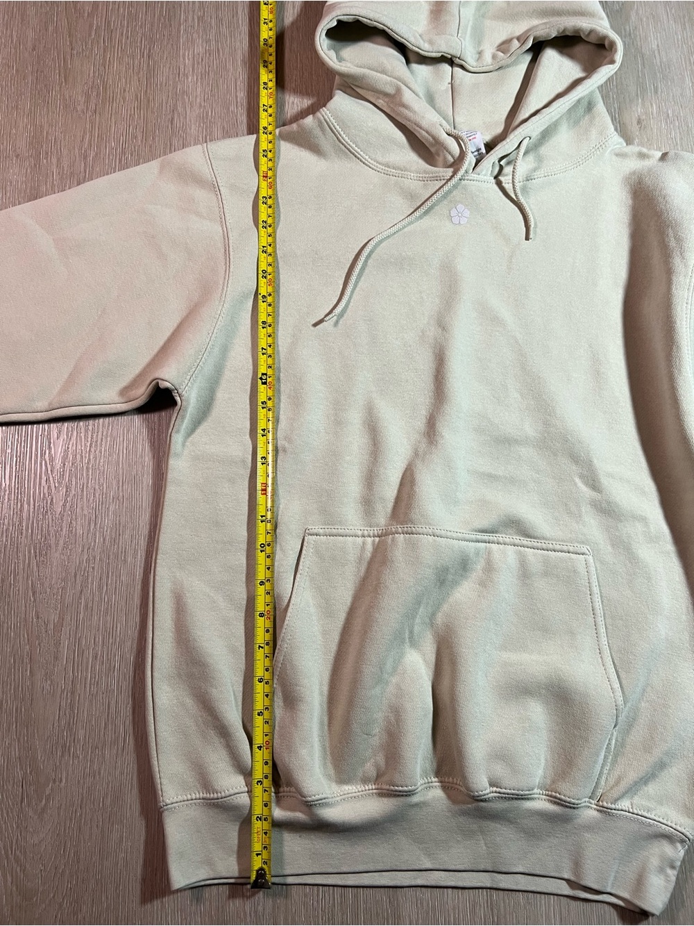 Floral Grid Graphic Hoodie in Light Beige - Picture 4 of 7